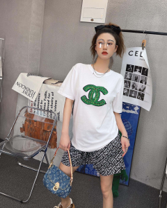 Replica Womens Clothing Chanel CC Logo Cotton T Shirt in White SML A154PP280 AA176519