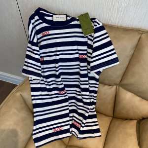 Gucci Black White Strpes Cotton T Shirt 