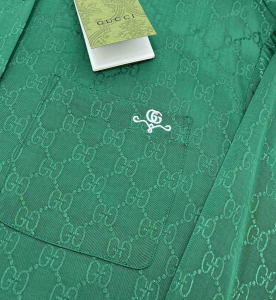 Replica Womens Clothing Gucci Green GG Embroidery Shirt SML A40PP580 AA176292