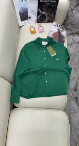 Replica Womens Clothing Gucci Green GG Embroidery Shirt SML A40PP580 AA176292