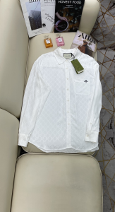 Gucci White GG Embroidery Shirt 