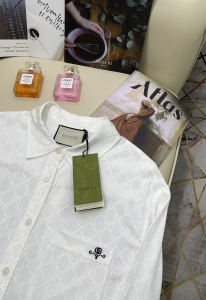 Replica Womens Clothing Gucci White GG Embroidery Shirt SML A40PP580 AA176293
