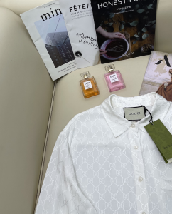 Replica Womens Clothing Gucci White GG Embroidery Shirt SML A40PP580 AA176293