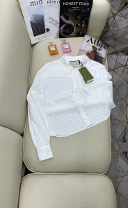 Replica Womens Clothing Gucci White GG Embroidery Shirt SML A40PP580 AA176293