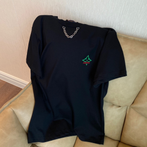 Replica Womens Clothing Louis Vuitton Black Cotton T Shirt in SML A154PP280 AA176523