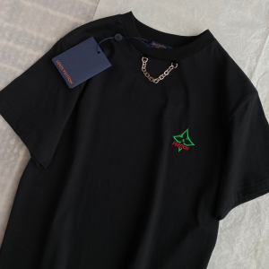 Replica Womens Clothing Louis Vuitton Black Cotton T Shirt in SML A154PP280 AA176523