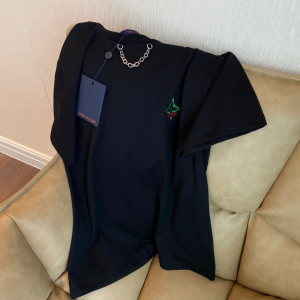 Replica Womens Clothing Louis Vuitton Black Cotton T Shirt in SML A154PP280 AA176523