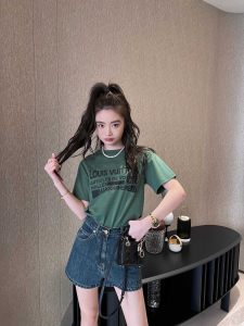 Replica Womens Clothing Louis Vuitton Green Cotton T Shirt SML A154PP280 AA176530