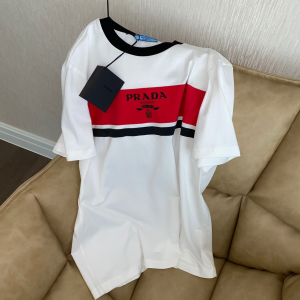 Replica Womens Clothing Prada White Cotton Jersey T Shirt SML A154PP280 AA176527
