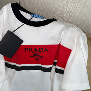 Replica Womens Clothing Prada White Cotton Jersey T Shirt SML A154PP280 AA176527