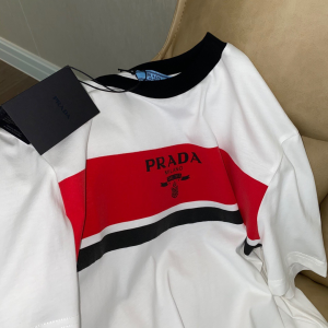 Replica Womens Clothing Prada White Cotton Jersey T Shirt SML A154PP280 AA176527