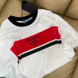 Replica Womens Clothing Prada White Cotton Jersey T Shirt SML A154PP280 AA176527
