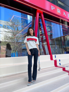 Replica Womens Clothing Prada White Cotton Jersey T Shirt SML A154PP280 AA176527