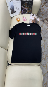 Balenciaga Logo Print Cotton T Shirt Black 