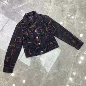 Chanel Logo Graffiti Black Denim Jackets 