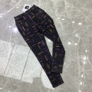 Chanel Logo Graffiti Black Denim Pants 