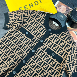 Replica Womens Clothing Fendi FF Knitwear Sweater in Brown SML A154PP380 AA176880