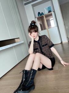 Replica Womens Clothing Fendi FF Knitwear Sweater in Brown SML A154PP380 AA176880