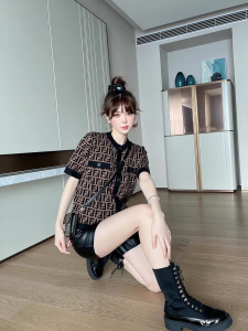 Replica Womens Clothing Fendi FF Knitwear Sweater in Brown SML A154PP380 AA176880