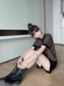 Replica Womens Clothing Fendi FF Knitwear Sweater in Brown SML A154PP380 AA176880