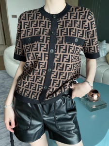 Replica Womens Clothing Fendi FF Knitwear Sweater in Brown SML A154PP380 AA176880