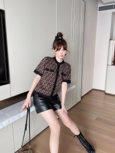 Replica Womens Clothing Fendi FF Knitwear Sweater in Brown SML A154PP380 AA176880