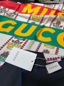 Replica Womens Scarf Gucci Music Print Silk Scarf in Black 90x90CM A144PP190 AA177056