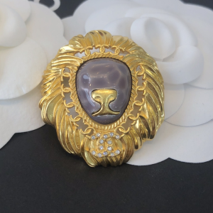 Chanel Brooch Chanel Gold Lion Head Brooch 