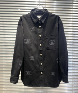Chanel CC Logo Black Denim Jacket 