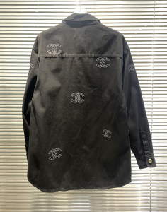 Replica Womens Clothing Chanel CC Logo Black Denim Jacket SML A228PP580 AA177878