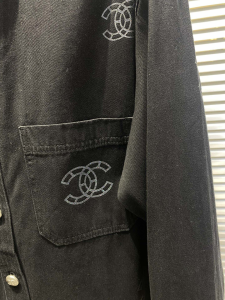 Replica Womens Clothing Chanel CC Logo Black Denim Jacket SML A228PP580 AA177878