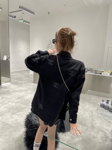 Replica Womens Clothing Chanel CC Logo Black Denim Jacket SML A228PP580 AA177878