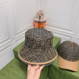 Fendi FF Jacquard Canvas Bucket Hat Brown 