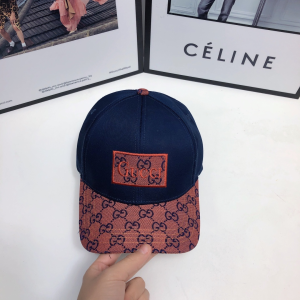 Gucci Orange GG Multicolor Canvas Baseball Cap Hat 