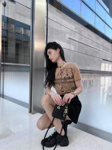 Replica Womens Clothing Dior Beige Cotton Jersey T Shirt SML A154PP280 AA178412