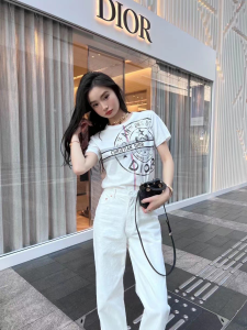 Replica Womens Clothing Dior White Cotton Jersey T Shirt SML A154PP280 AA178413