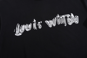 Replica Womens Clothing Louis Vuitton Black Cotton T Shirt XS To L A130PP280 AA178338