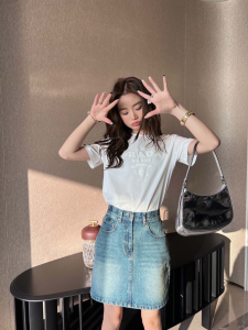 Replica Womens Clothing Prada Embroidery White Cotton T Shirt SML A154PP280 AA178402