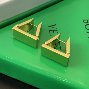 Bottega Veneta Bolt Gold Triangle Hoop Earrings 