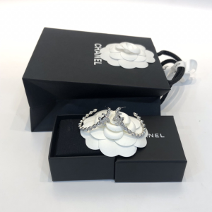 Replica Womens Jewelry Chanel Diamond CC Hoop Earrings A39PP130 AA178235