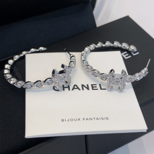 Replica Womens Jewelry Chanel Diamond CC Hoop Earrings A39PP130 AA178235