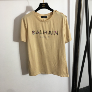 Balmain 2022 Cotton Jersey T Shirt Beige 
