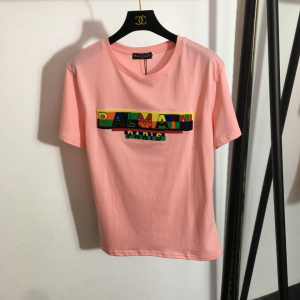 Balmain 2022 Cotton Jersey T Shirt Pink 