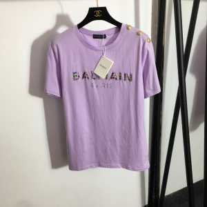 Balmain 2022 Cotton Jersey T Shirt Purple 