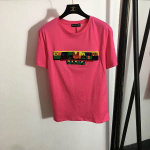 Balmain 2022 Cotton Jersey T Shirt Rose 