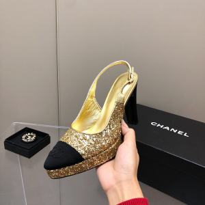 Chanel Sequin Slingback Pump Gold 