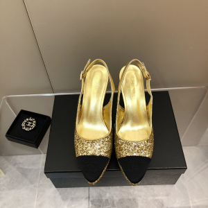 Replica Womens Shoes Chanel Sequin Slingback Pump in Gold 35 To 41 A151PP480 AA178618