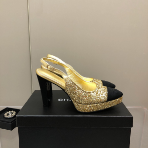 Replica Womens Shoes Chanel Sequin Slingback Pump in Gold 35 To 41 A151PP480 AA178618