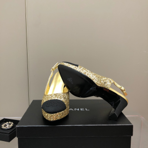 Replica Womens Shoes Chanel Sequin Slingback Pump in Gold 35 To 41 A151PP480 AA178618