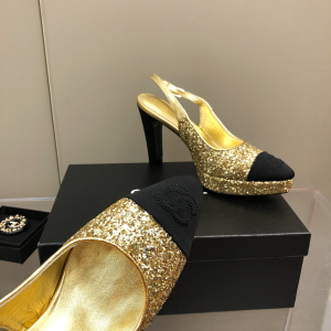 Replica Womens Shoes Chanel Sequin Slingback Pump in Gold 35 To 41 A151PP480 AA178618